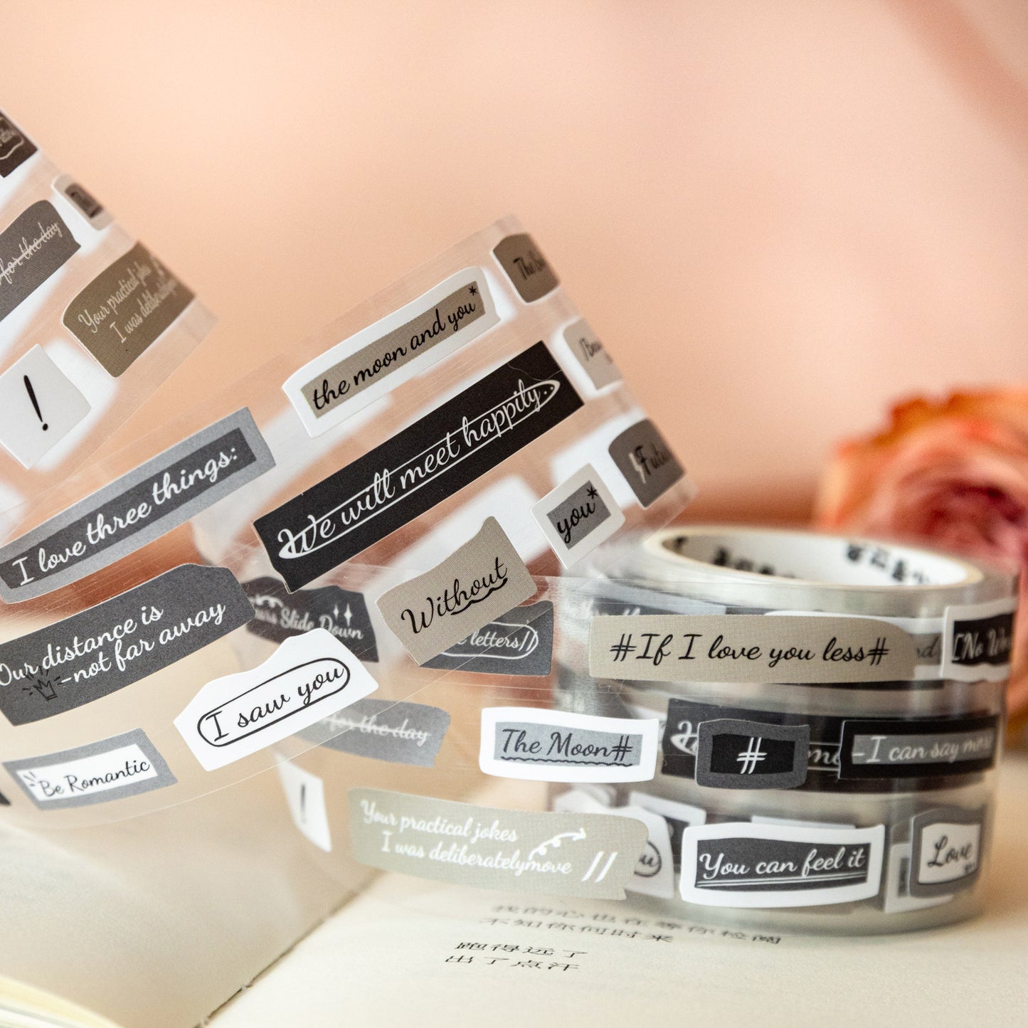 1 Roll Love Themed Word Stickers Tape FSQS