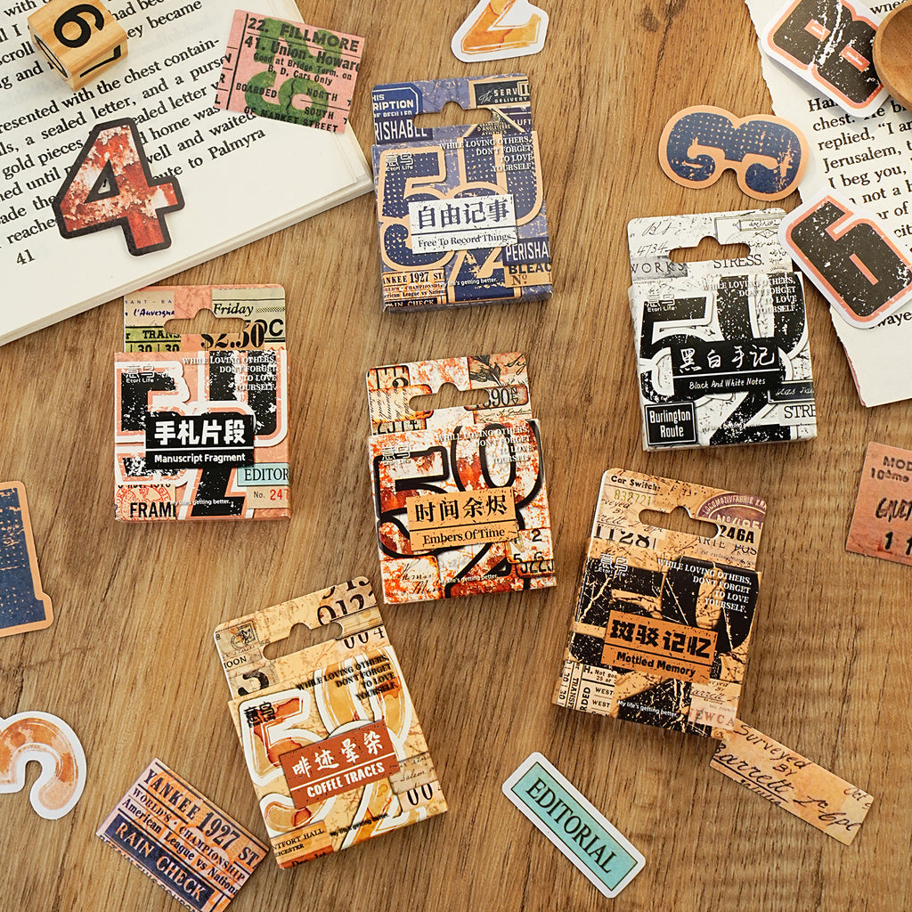 46 Pcs Vintage Number Label Stickers ZXSG