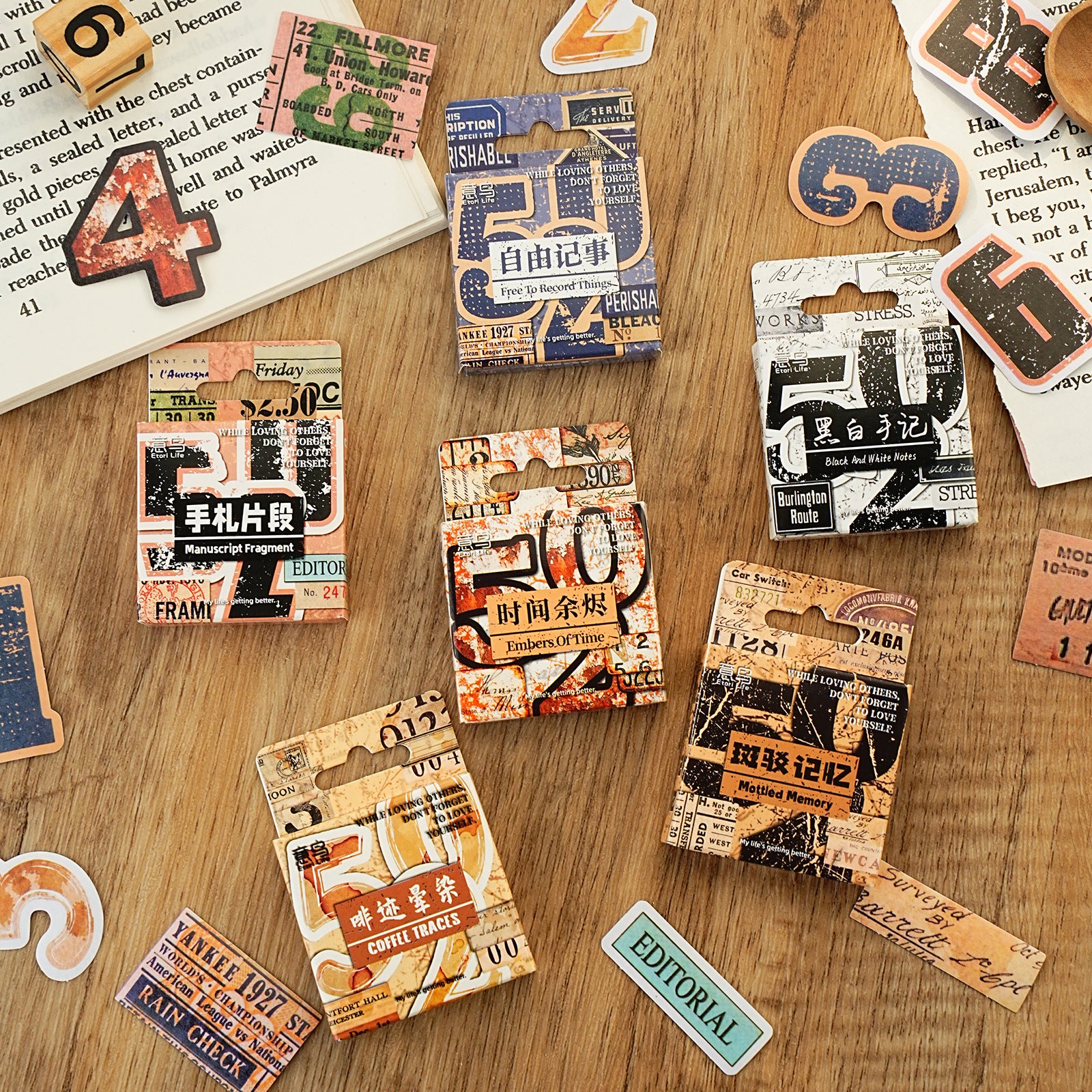 46 Pcs Vintage Number Label Stickers ZXSG