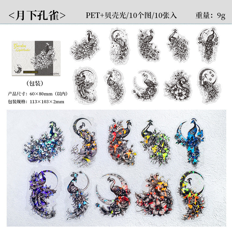 10 Pcs Flowers and Animal PET Stickers NGHY