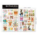 2 Sheets Waterproof Rub on Stickers - Easter Yarn
