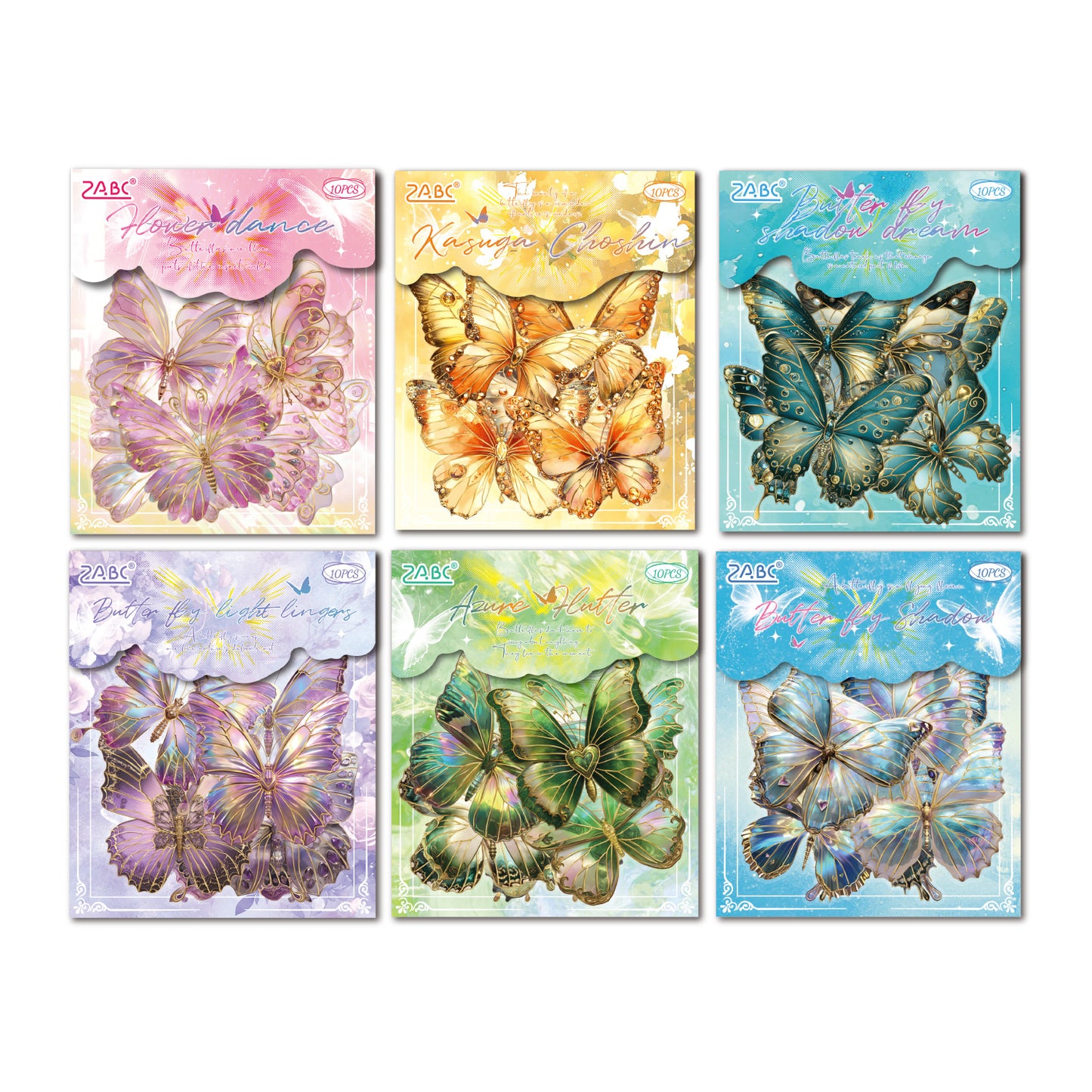 10 Pcs Shell Light Butterfly Stickers ZRZY