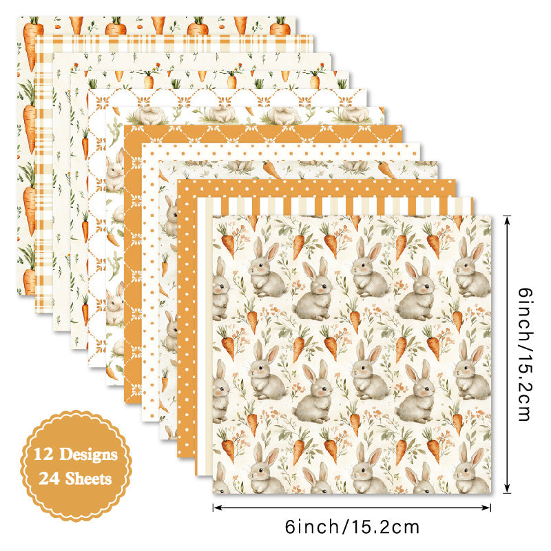 6 inch Bunny Carrot Scrapbook Paper Pad SKP347