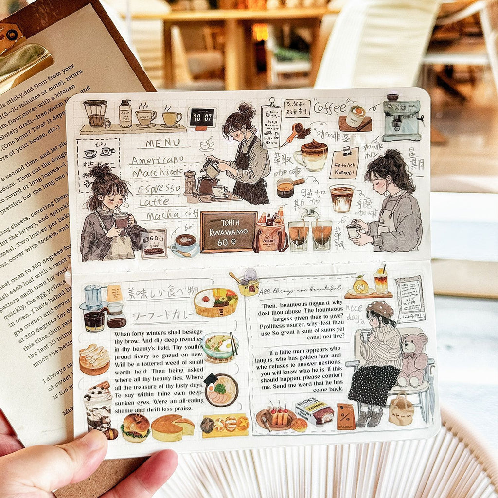 4 Pcs Vintage Cozy Grocery Cafe Stickers - Gourmet Alliance