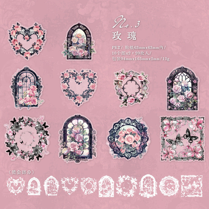 20 Pcs Lace Garden PET Stickers LSHY