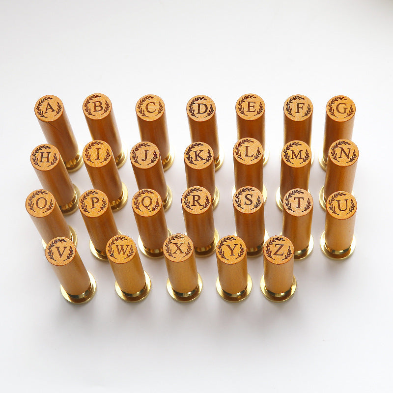 Vintage Alphabet: Wooden Handle Wax Seal Stamp Set