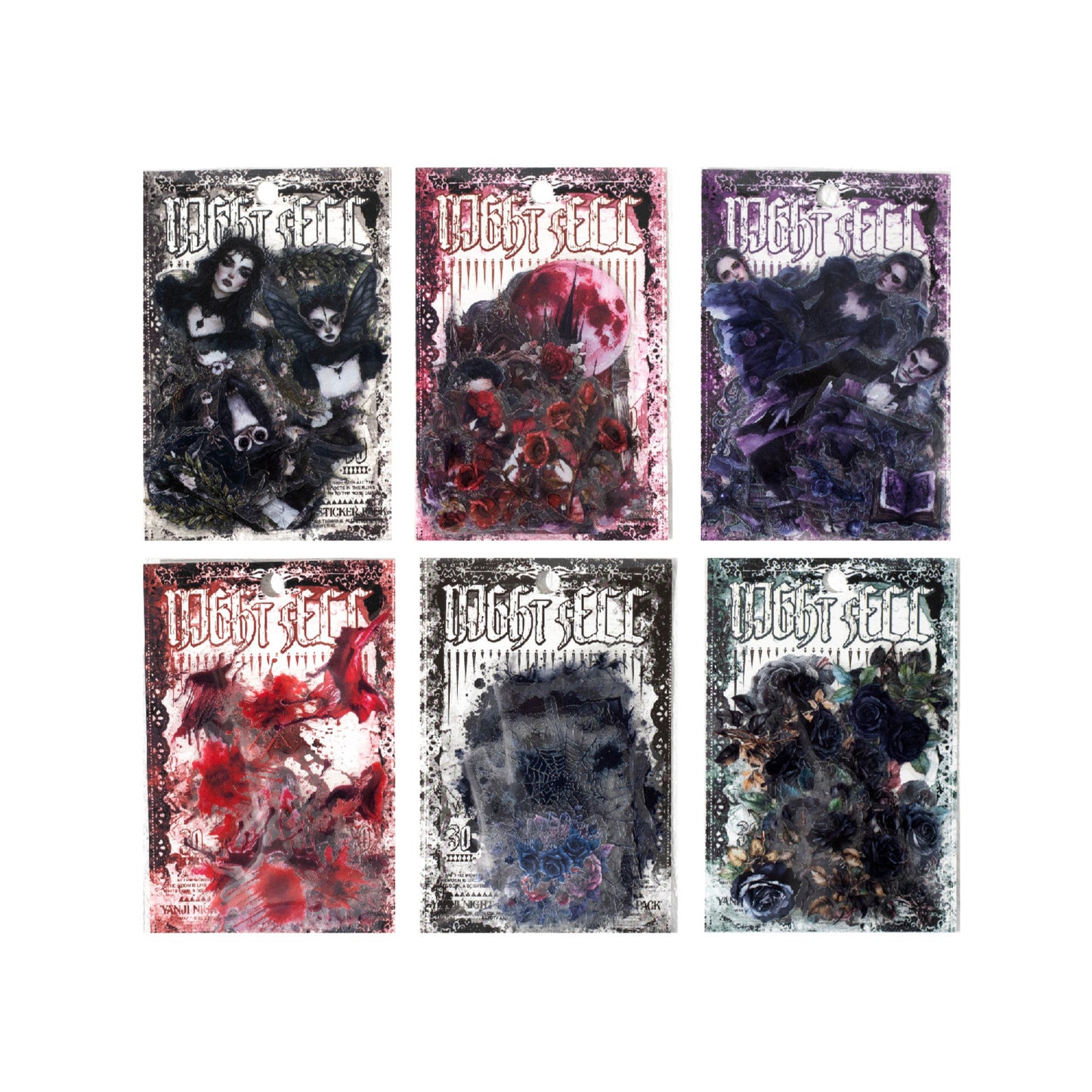 30 Pcs Dark Gothic PET Stickers YSJL