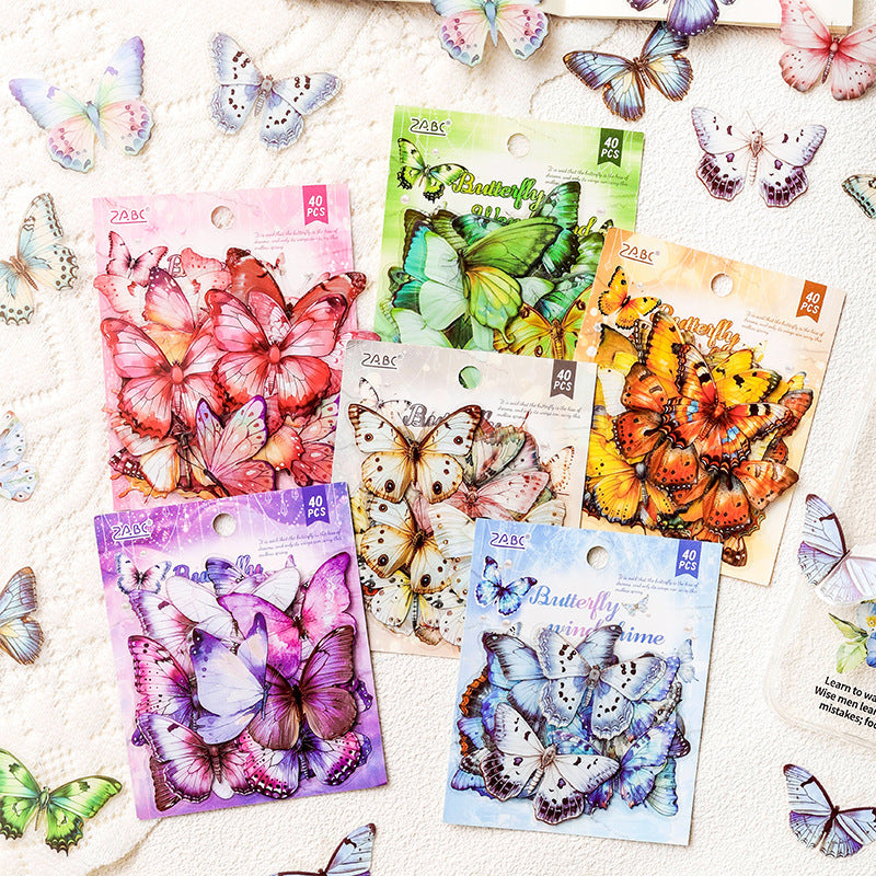 40 Pcs Butterfly PET Stickers CRDX