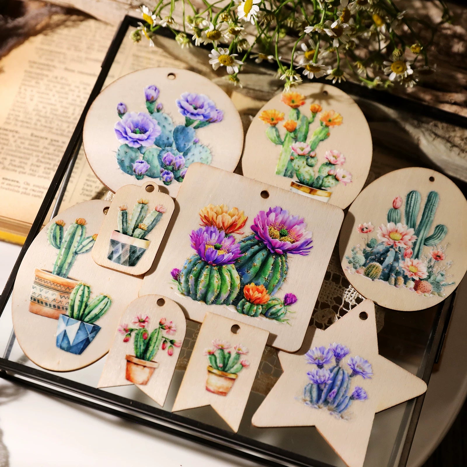 2 Sheets Waterproof Rub on Stickers - Cactus