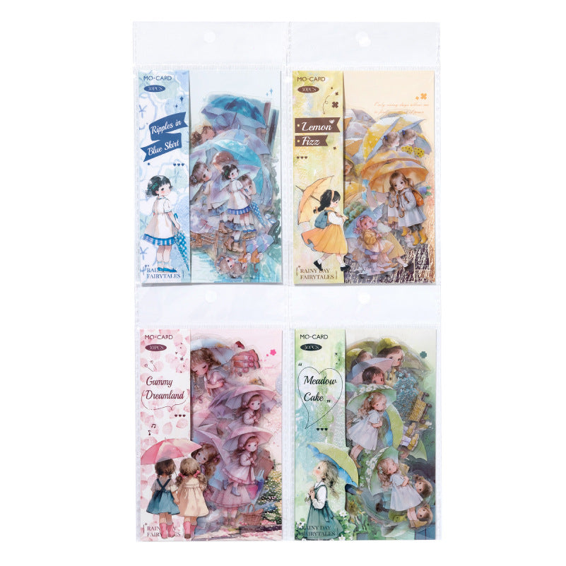 30 Pcs Rainy Childhood PET Stickers YJTH