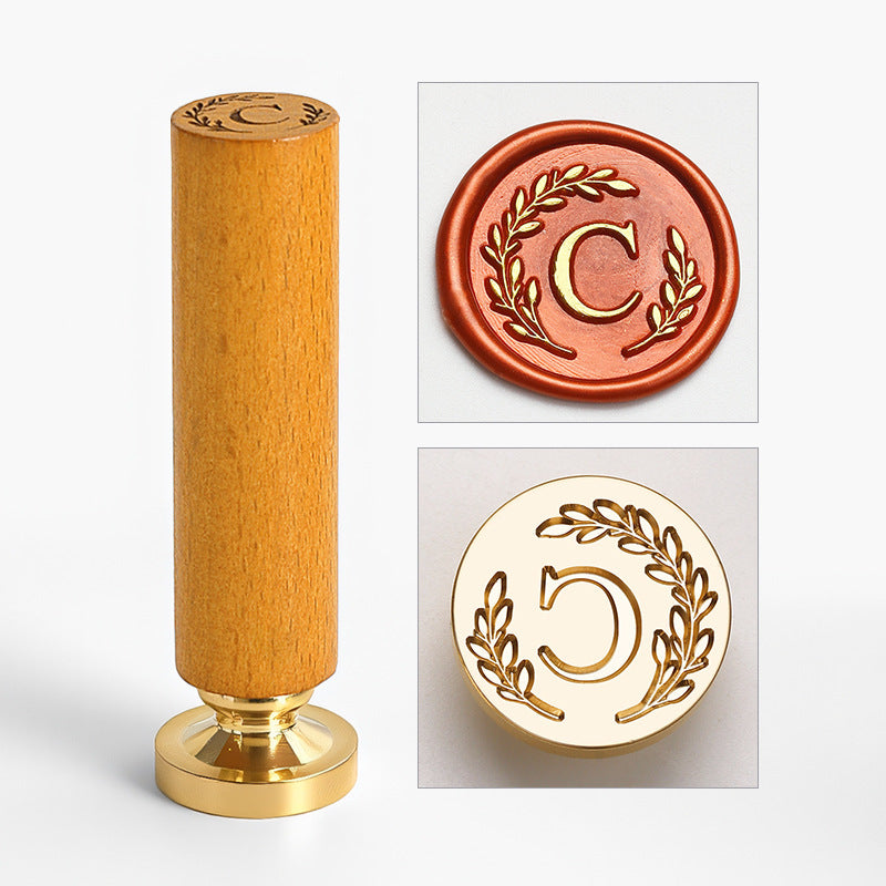 Vintage Alphabet: Wooden Handle Wax Seal Stamp Set