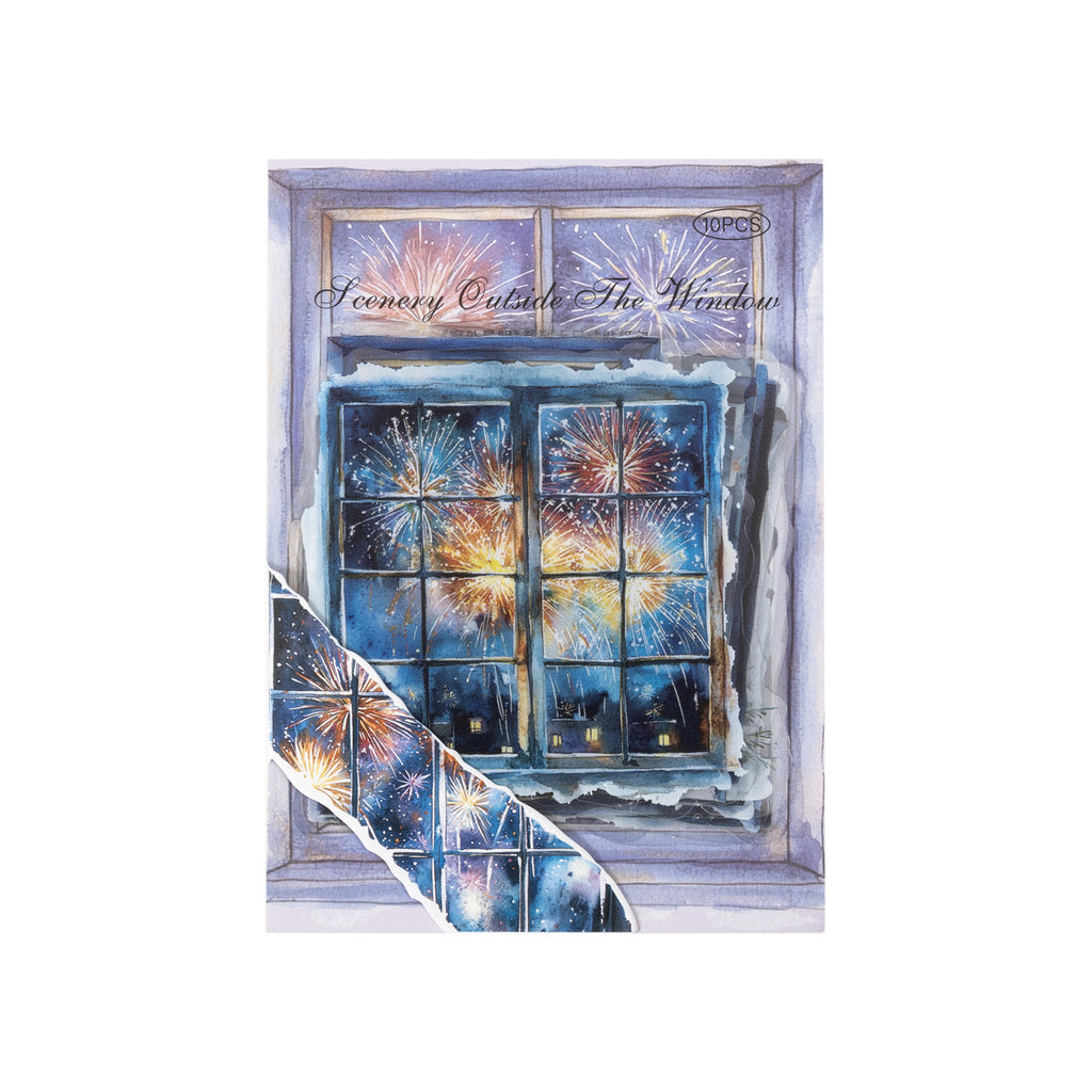 10 Pcs Window Landscape PET Stickers CWJM