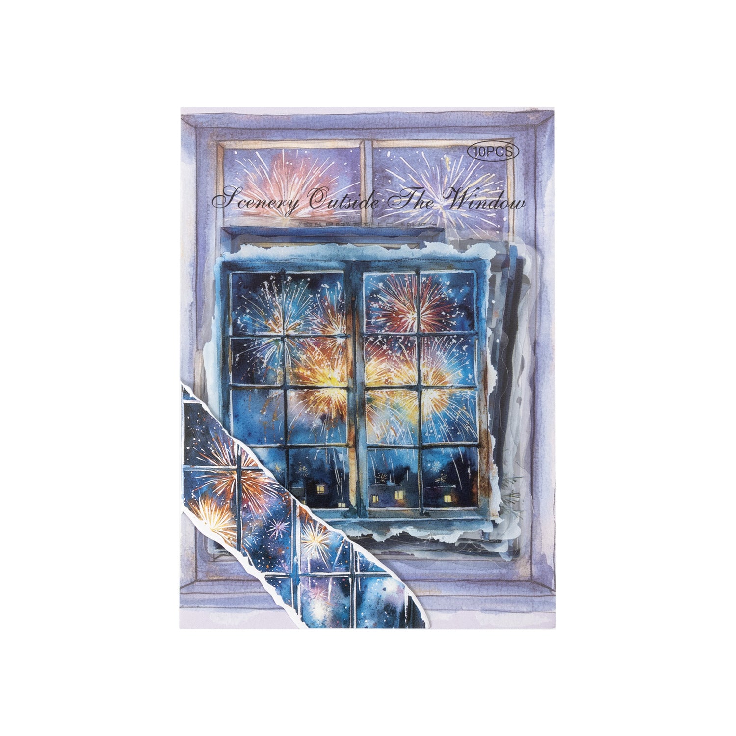 10 Pcs Window Landscape PET Stickers CWJM