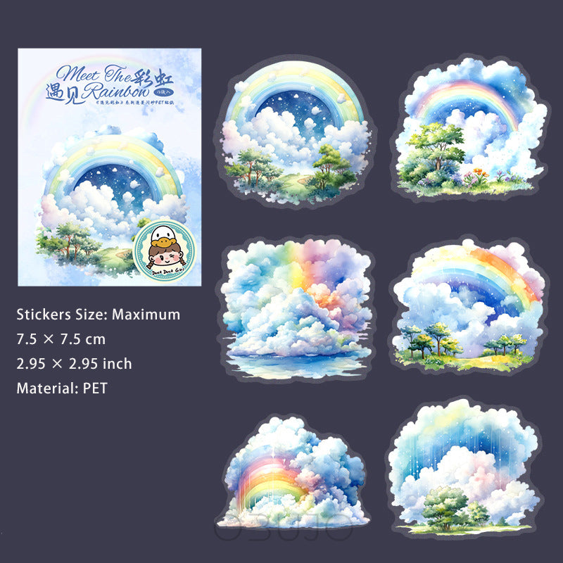 12 Pcs Rainbow Themed PET Stickers YJCH