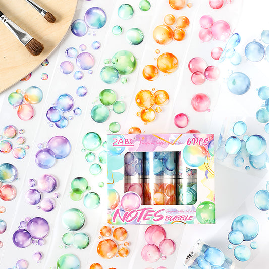 6 Rolls Bubble Theme PET Stickers Tapes SSHP