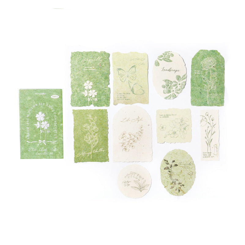 30 Pcs Vintage Sage Botanical Letterpress Paper