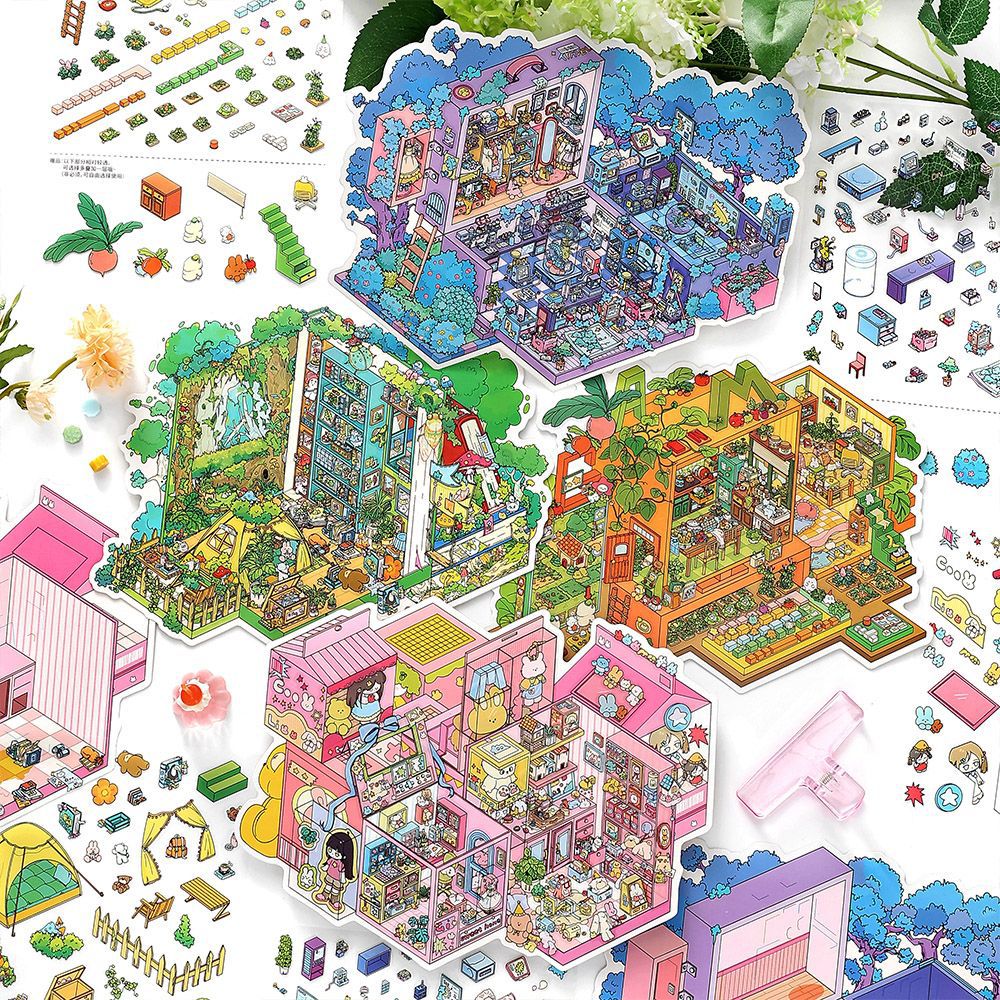 3D House Scene DIY Stickers Kit WDXWEY