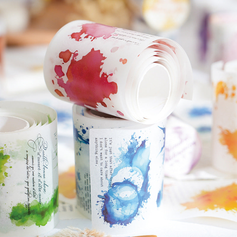 1 Roll Die-cut Watercolor Washi Stickers Tape YRSC