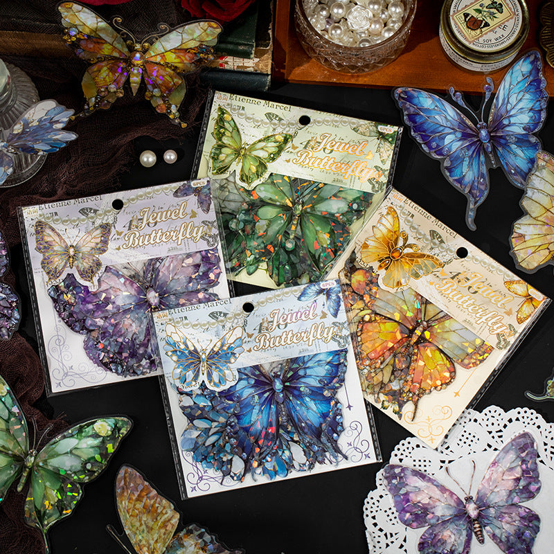 6 Pcs Glitter Butterfly PET Stickers DYJH