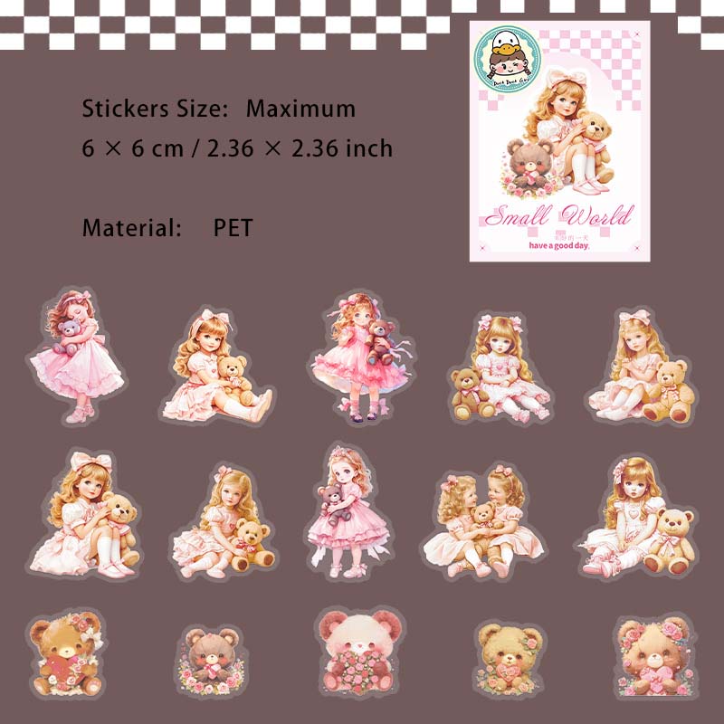 15 Pcs Cute Little Girl PET Stickers XXSJ