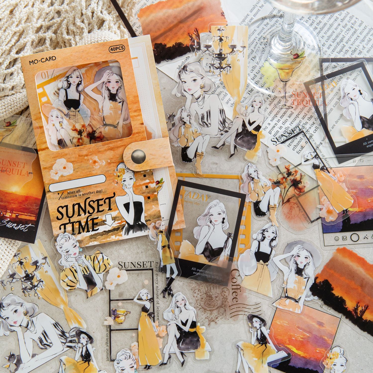 40 Pcs Romance Girl PET Stickers XHLM