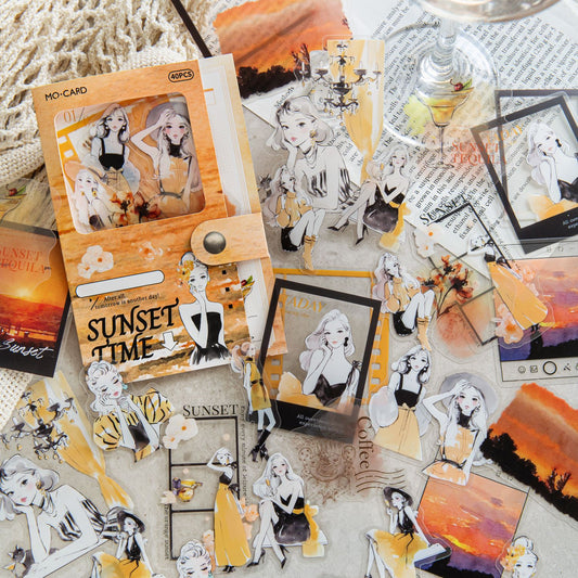 40 Pcs Romance Girl PET Stickers XHLM