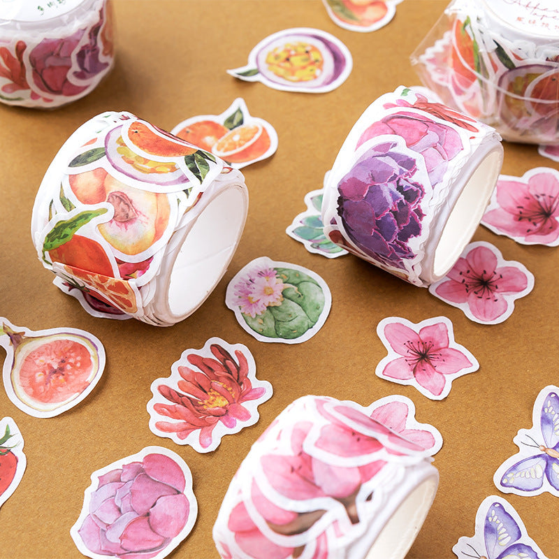 1Roll 100 Pcs Creative PET Stickers Tape QLXJ