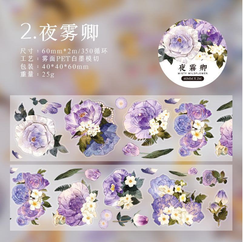 1 Roll Pre-cut PET Flowers Stickers Tape WYHM