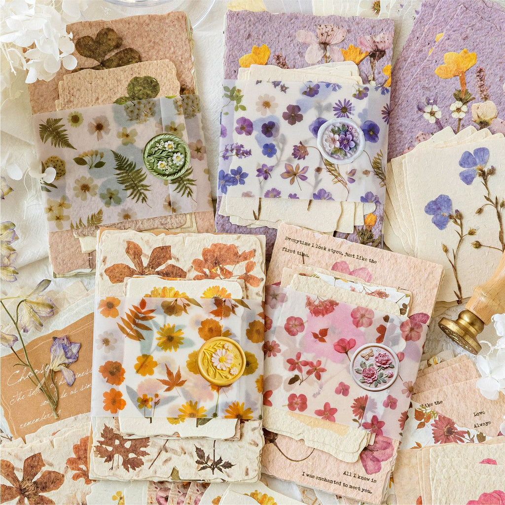 30 Pcs Floral Embossed Scrapbook Paper YZHY
