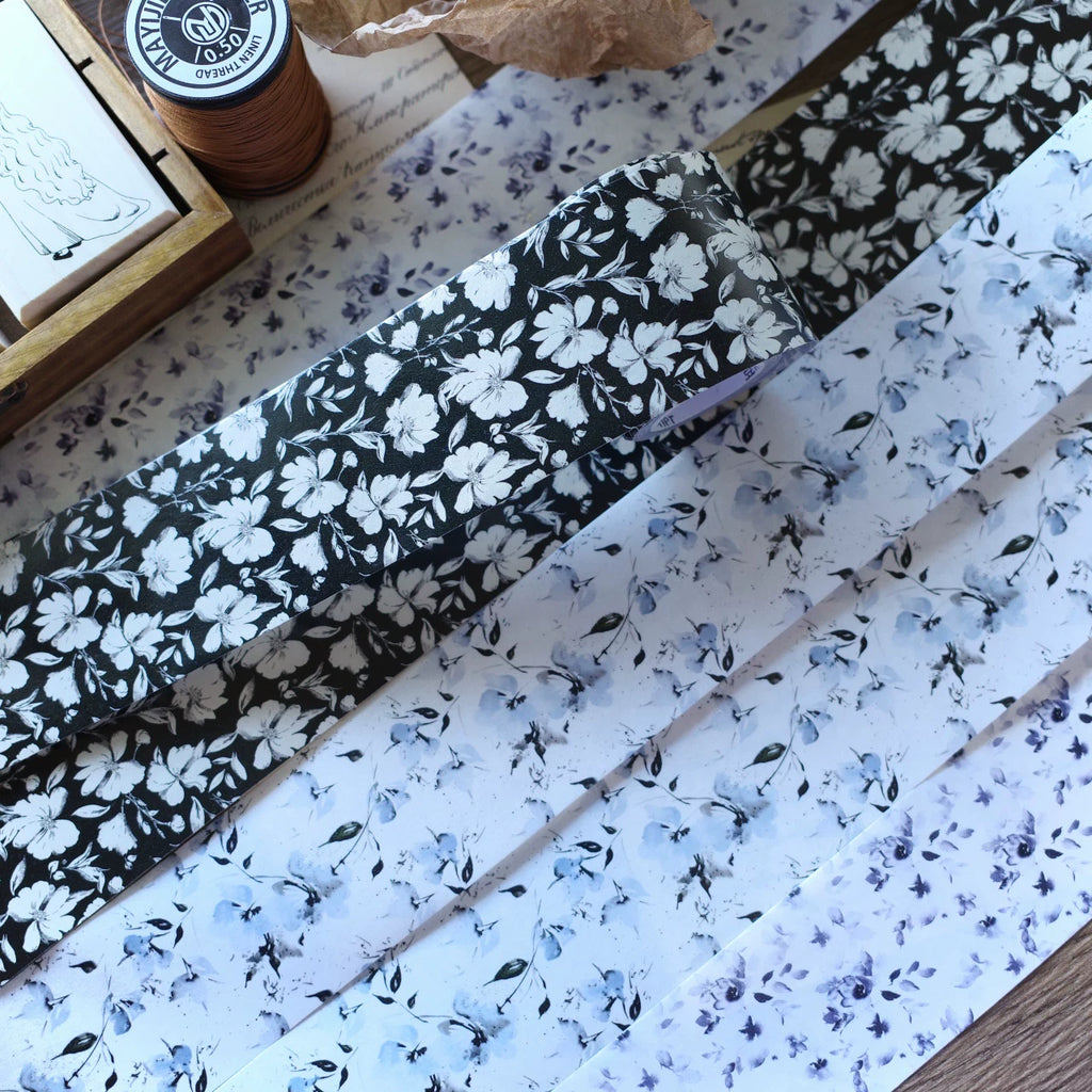 Floral Decorative Tape Rolls- Ink Wash