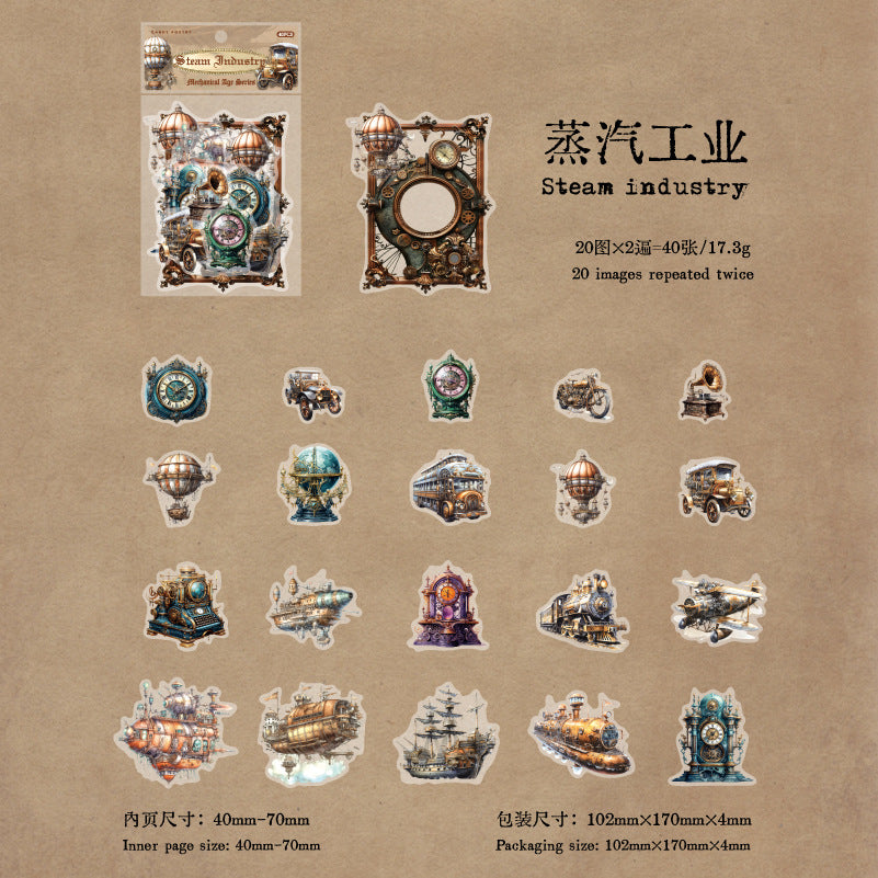 40 Pcs Old Time PET Stickers JXSD