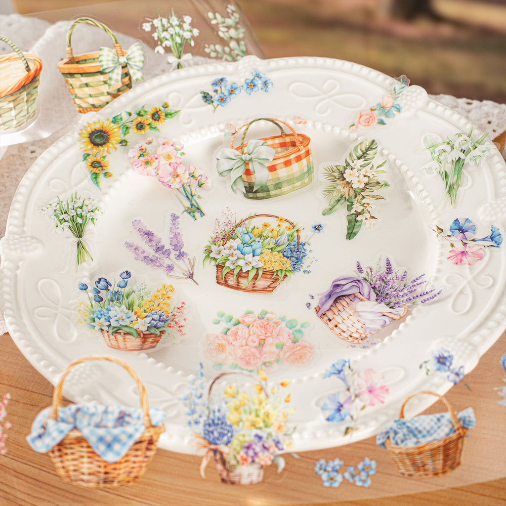1 Roll Flower Basket PET Stickers Tape CHSJ