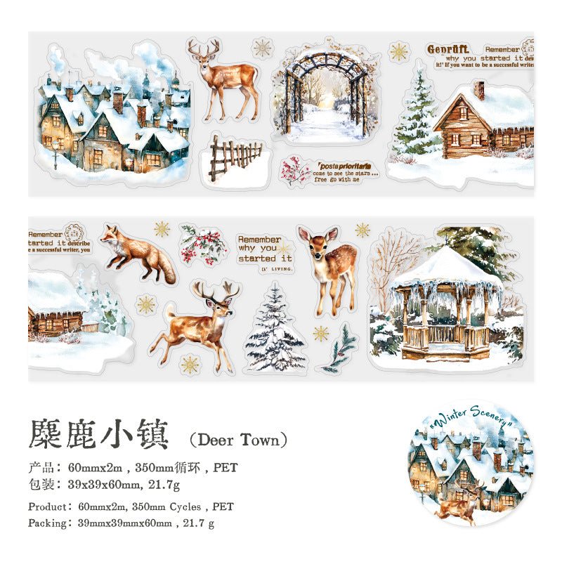 1 Roll Winter Landscape PET Stickers Tape DRXJ