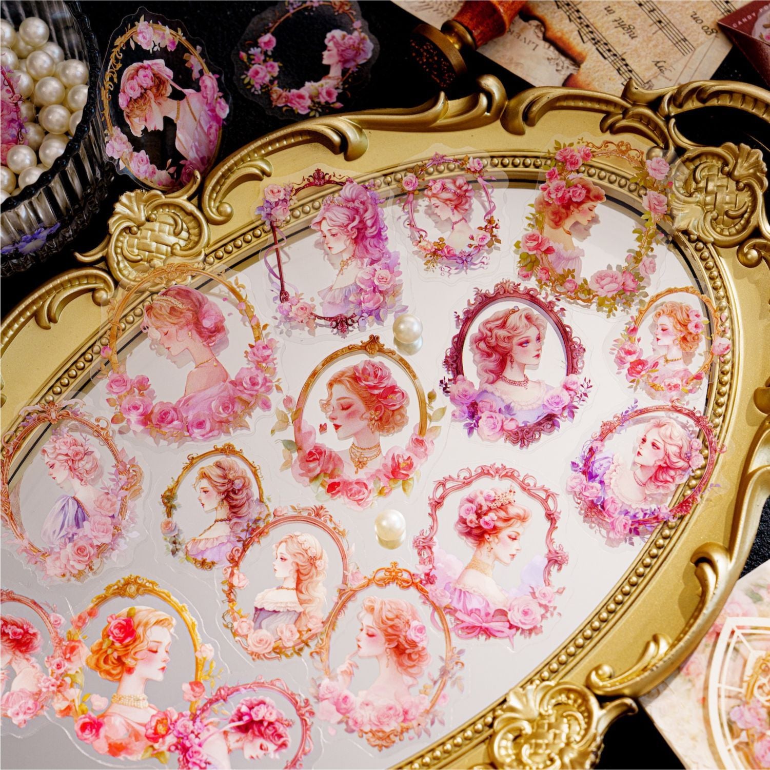 40 Pcs Vintage Lady PET Stickers FGXXH