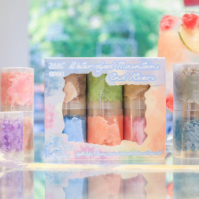 6 Rolls Watercolor PET Stickers Tape DCLY