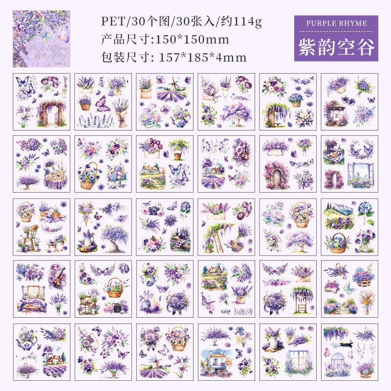 30 Sheets Garden Flower PET Stickers Book WSSL