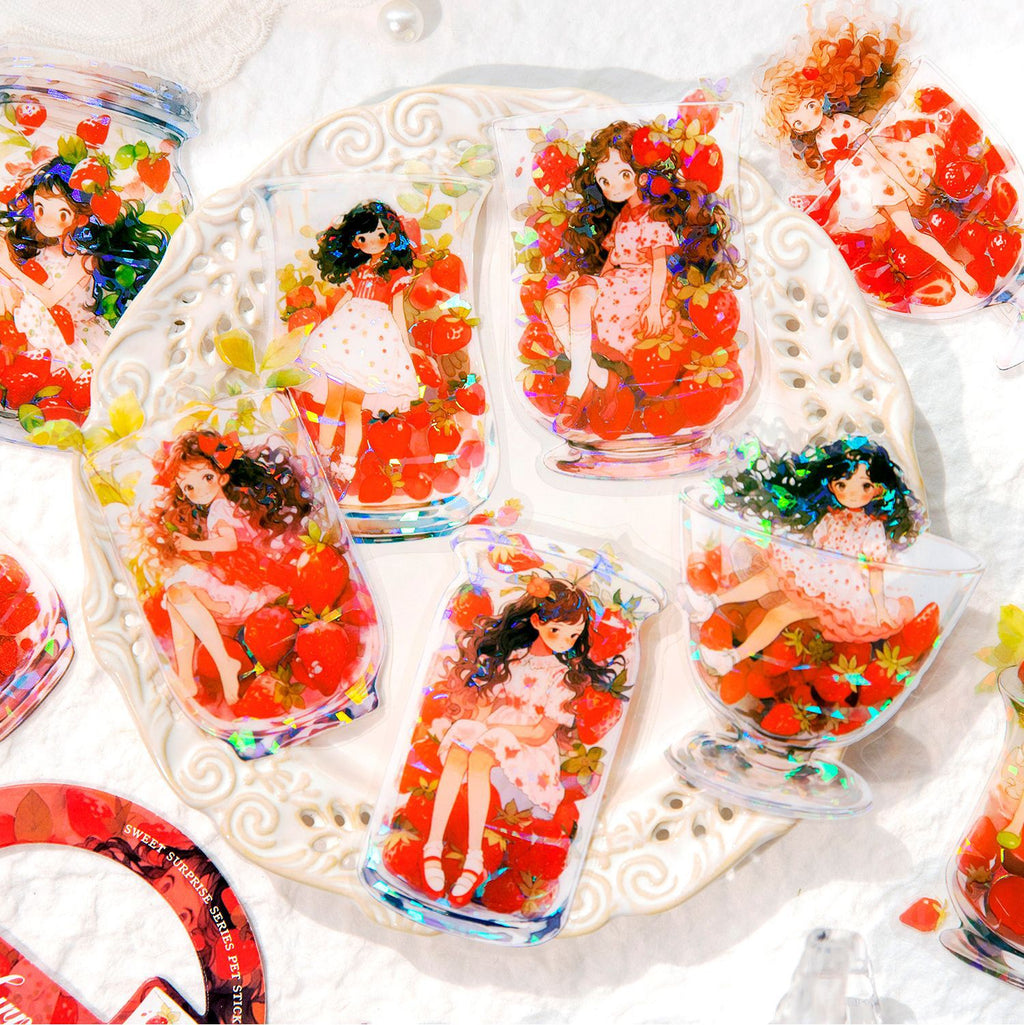 10 Pcs Girl in Bottle PET Stickers TWJX
