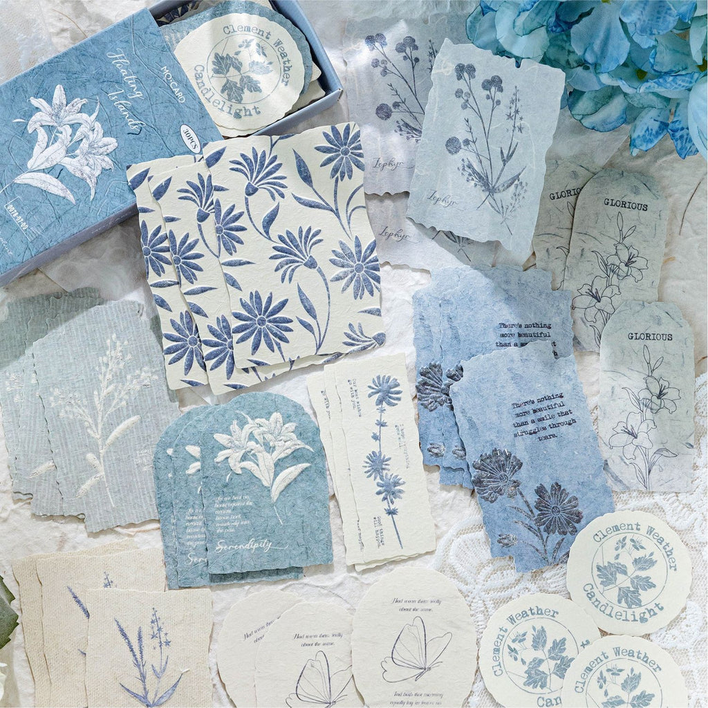 30 Pcs Embossed Botanical Plant Stickers LJXQ