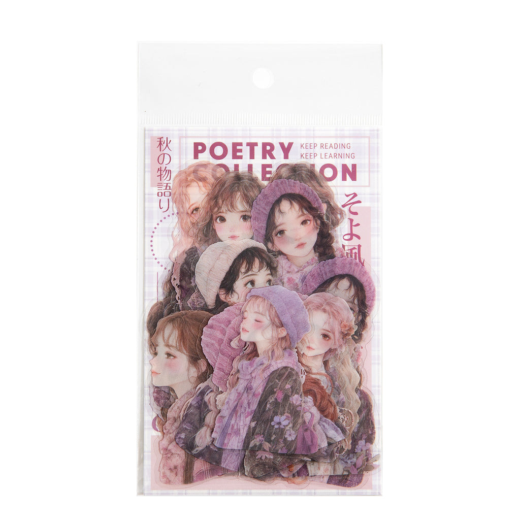 15 Pcs Winter Girl PET Stickers JBXD