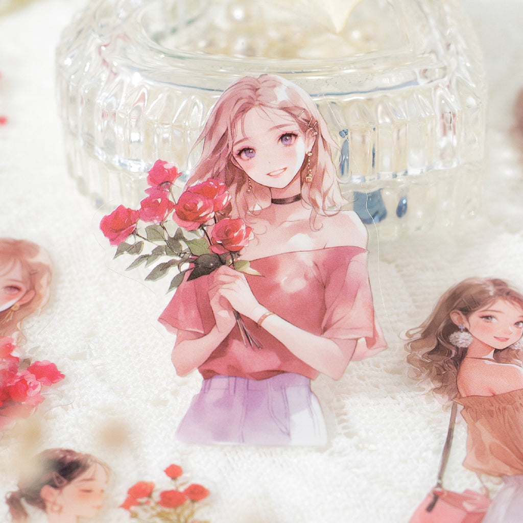 24 Pcs Flower Girl PET Stickers PHSN