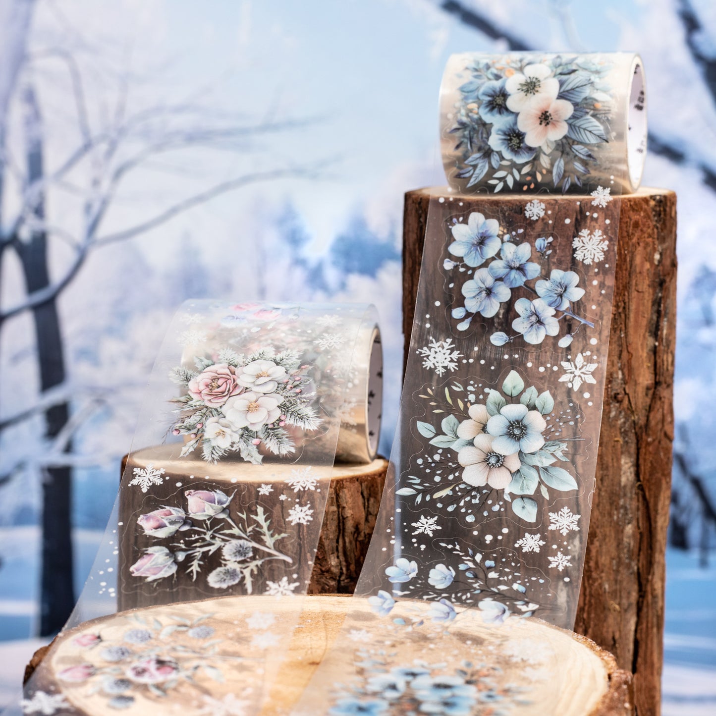 1 Roll Winter Flower PET Stickers Tape DRHH