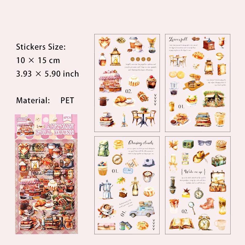 4 Sheet Rest Time Theme PET Stickers YMCX