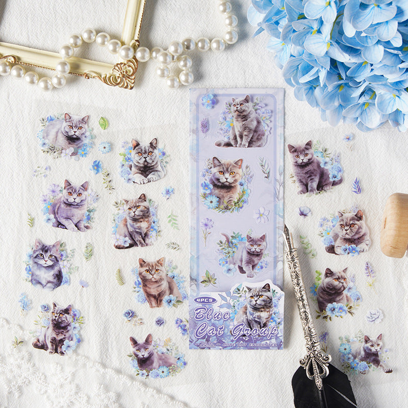 4 Sheets Cat PET Stickers MMXH