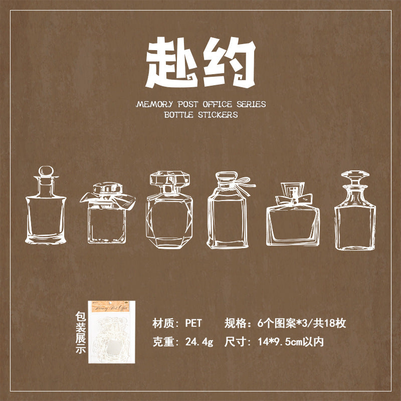 18 Pcs Transparent Bottle Stickers JYYJ