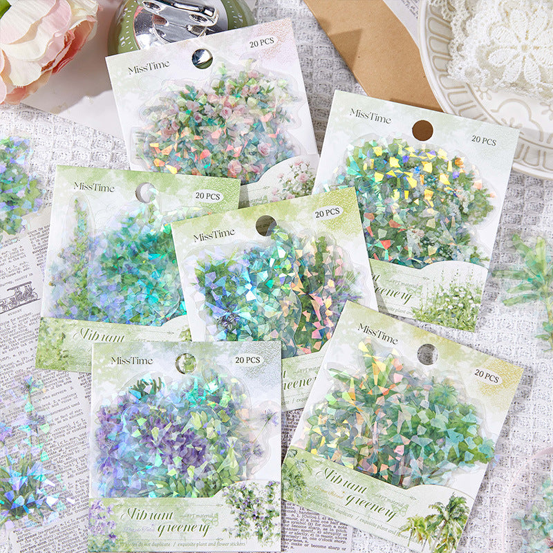 20 Pcs Shell Light Plant PET Stickers LYAR