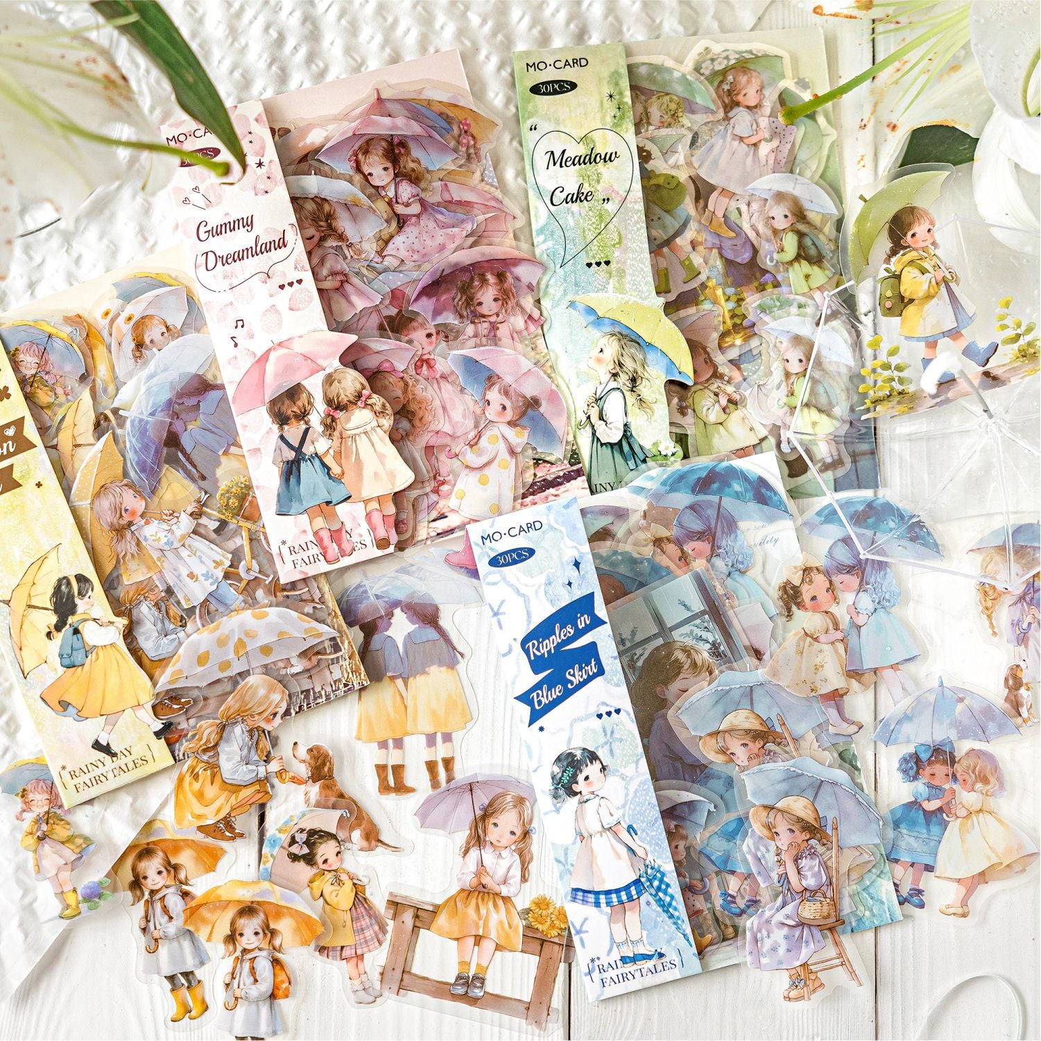 30 Pcs Rainy Childhood PET Stickers YJTH