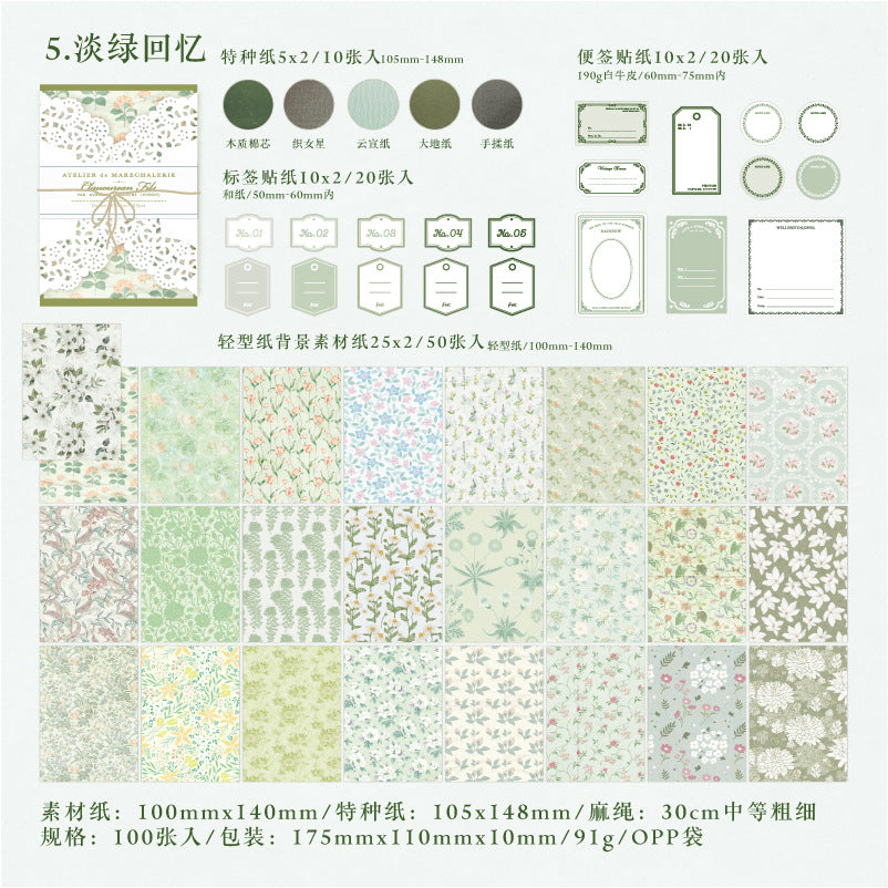 100 Pcs Floral Scrapbook Supplies Kit SYRG