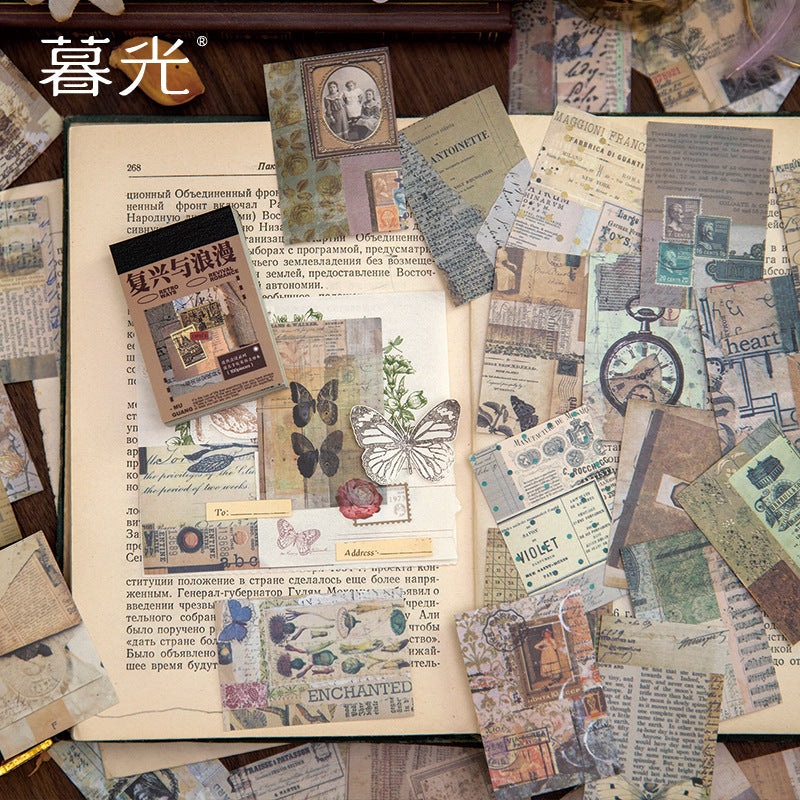 50 Sheets Vintage Junk Journal Stikcers Book FXLM