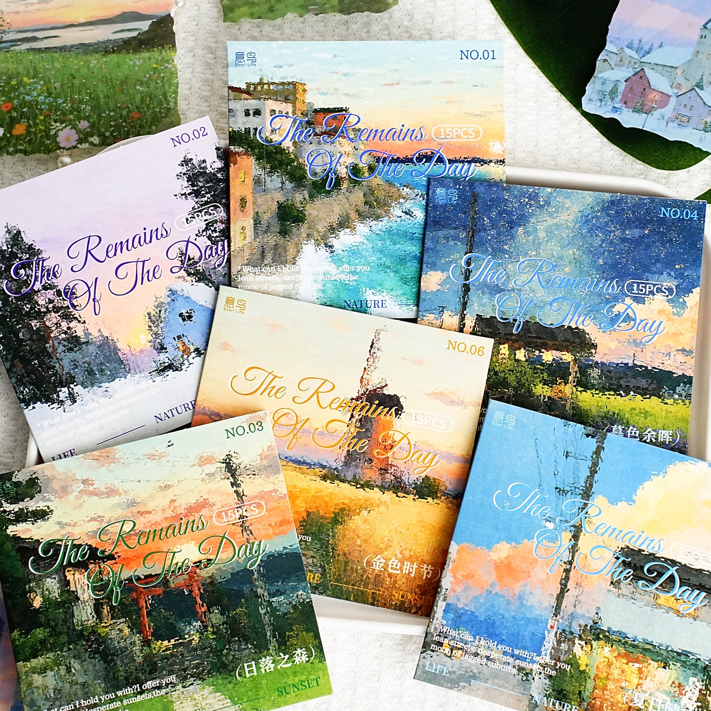 15 Pcs Sunset Landscape PET Stickers CRJJ