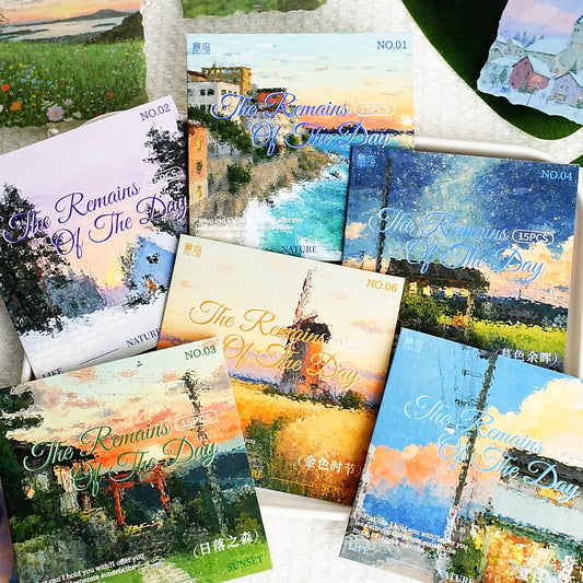 15 Pcs Sunset Landscape PET Stickers CRJJ